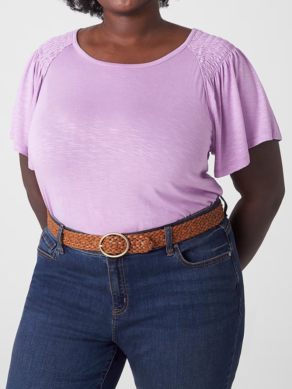 Lane Bryant Swing Flutter Sleeve Tee - Violet - 18/20